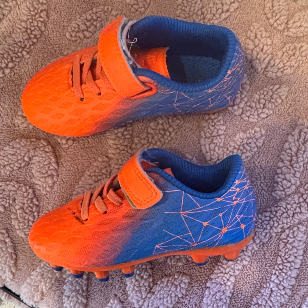 Kids Orange and Blue Soccer Shoes